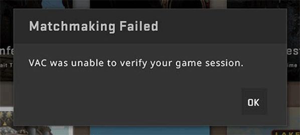 Steam Error vac was unable to verify your game session bild